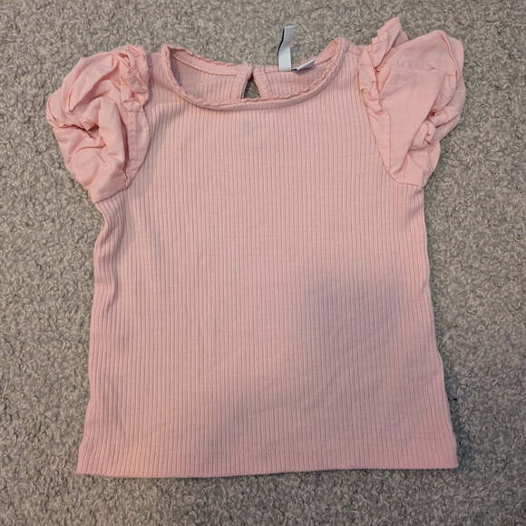 3 For $12 Janie and Jack Pink Puff Sleeve Tee - Picture 2 of 6